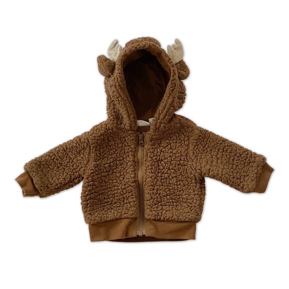 Infant Brown Winter Deer/Moose Jacket - Size 0-3 Months - Bundles Baby Place - Picture 2 of 3